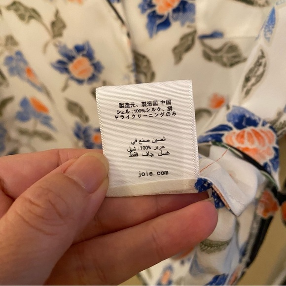 JOIE Women Desmonda Floral 100% Silk 3/4 Sleeve Pajama Style Button Top-Medium - Picture 9 of 9